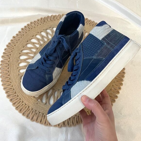 GREATS Royale High Patchwork Sneakers Blue Size Men's US 8 - Picture 2 of 9